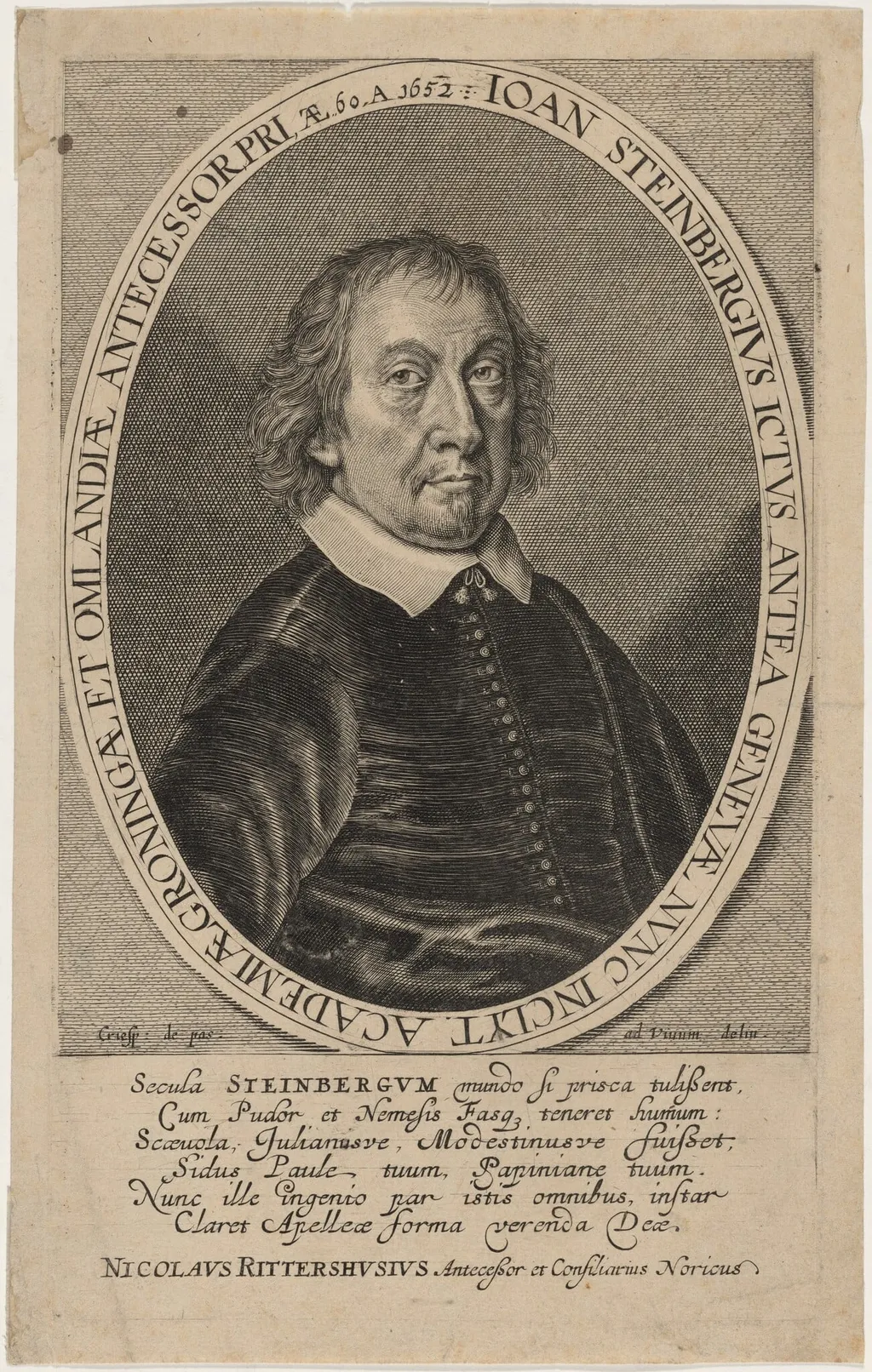 Joannes Steinbergius, by Crispijn van de Passe II, ink, 1652