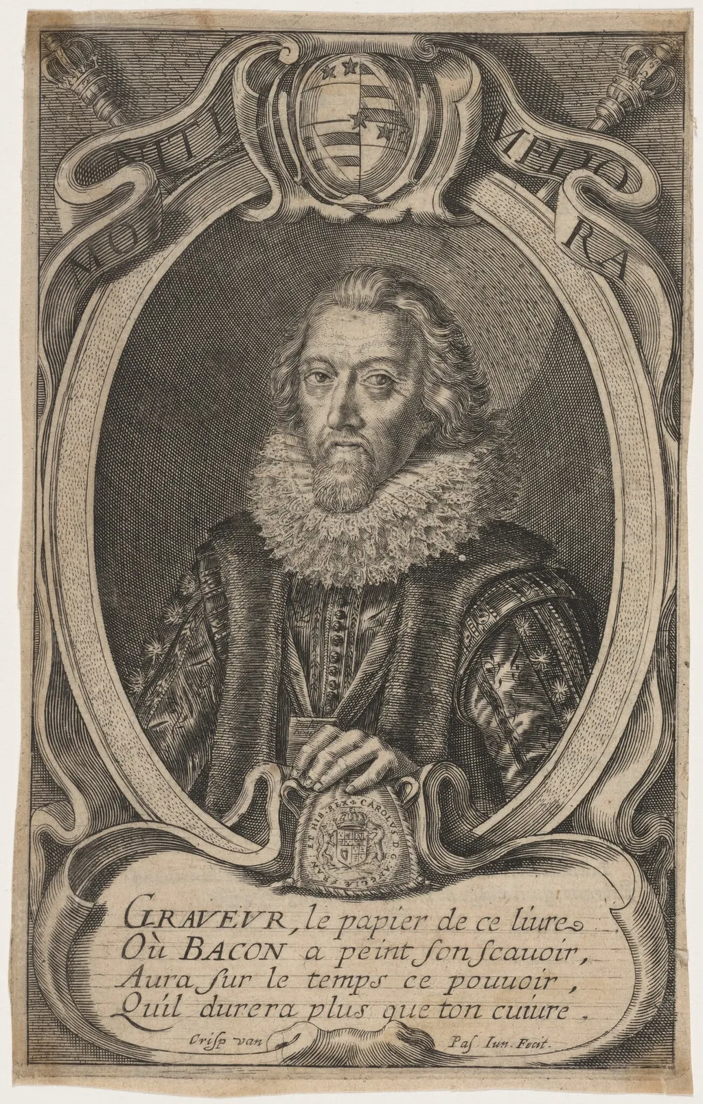 Sir Francis Bacon, by Crispijn van de Passe II, ink, 1634