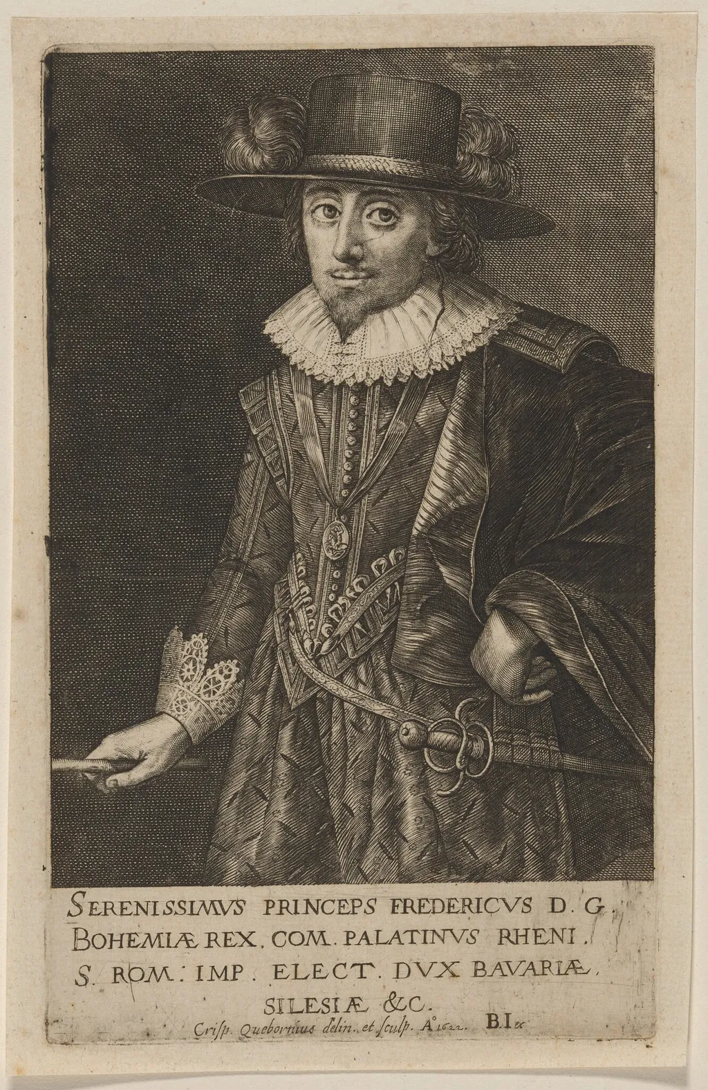Frederick V, by Crispyn van den Queboorn, ink, 1628