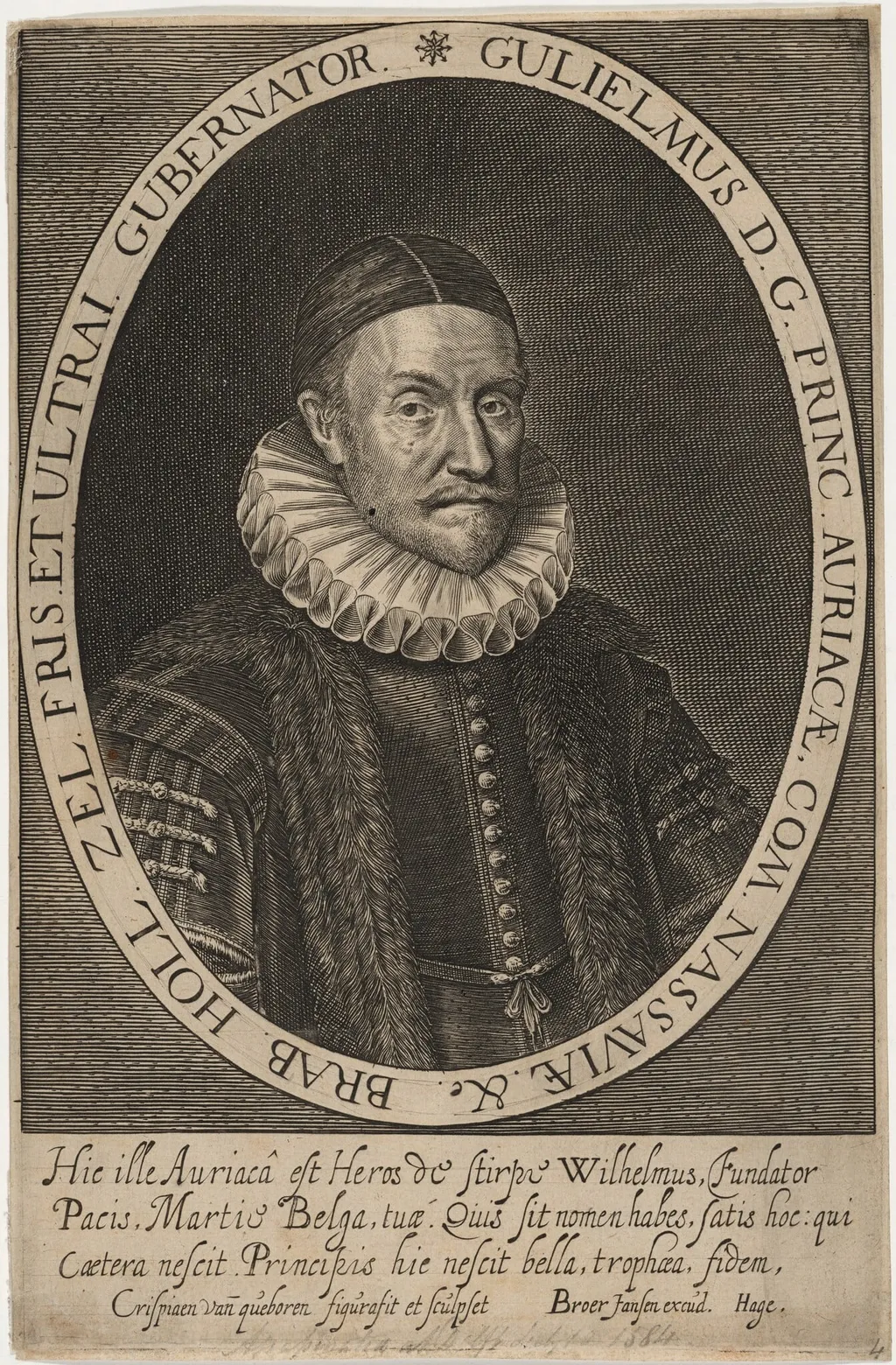 William I, Prince of Orange, by Crispyn van den Queboorn, ink, 1628