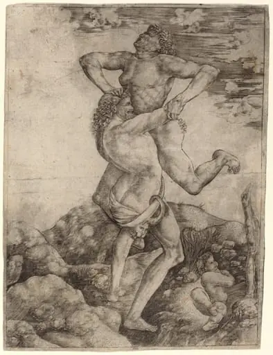 Hercules and Antaeus, by Cristofano Robetta