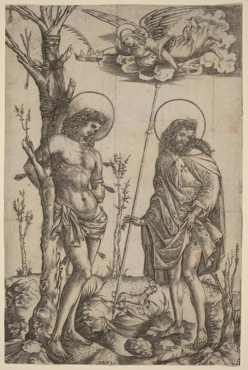 Saint Sebastian and Saint Roch, by Cristofano Robetta, ink, 1498
