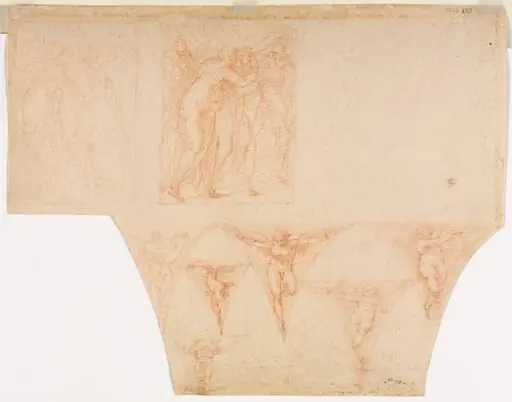 Studies for Christ Meeting His Mother on the Road to Calvary, Studies of an Angel in a Pendentive (verso), by Cristoforo Roncalli