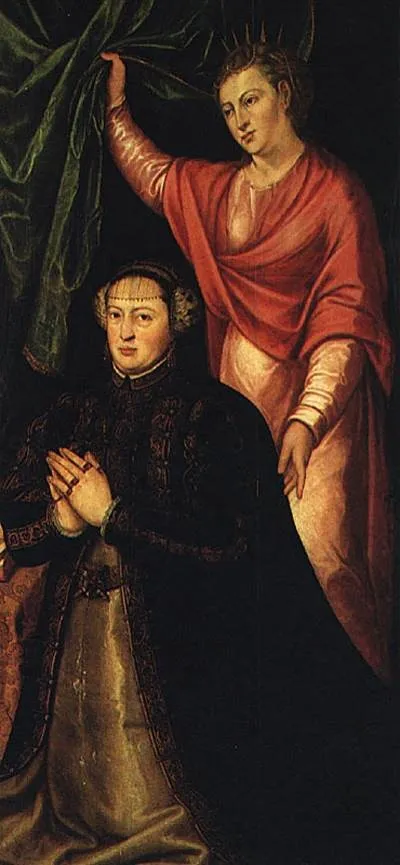 Portrait of Queen Catherine of Austria, by Cristóvão Lopes, oil, 1550