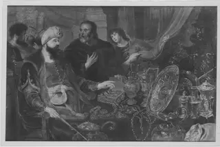 Croesus showing off his richess to Solon