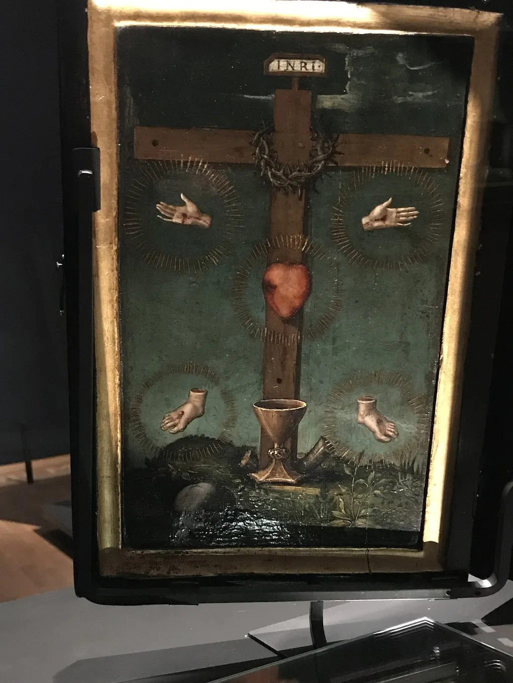 Crown of thorns on the Holy Cross, with the Five Holy Wounds surrounded by rays, unspecified, 1523