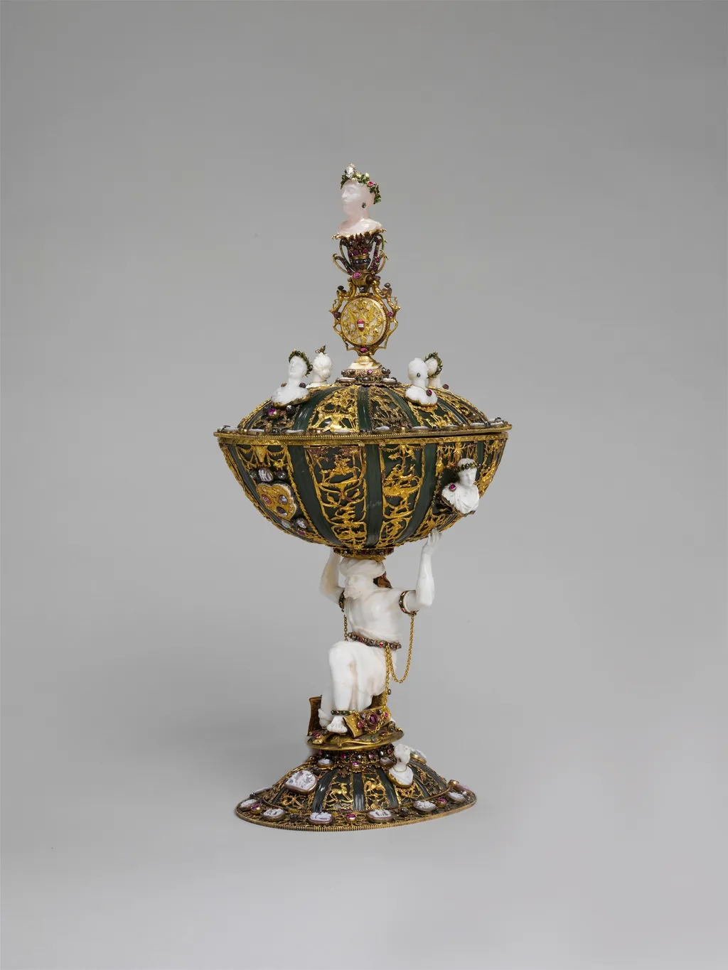 Cup and Cover Supported by an Enchained Turk, unspecified, 1708