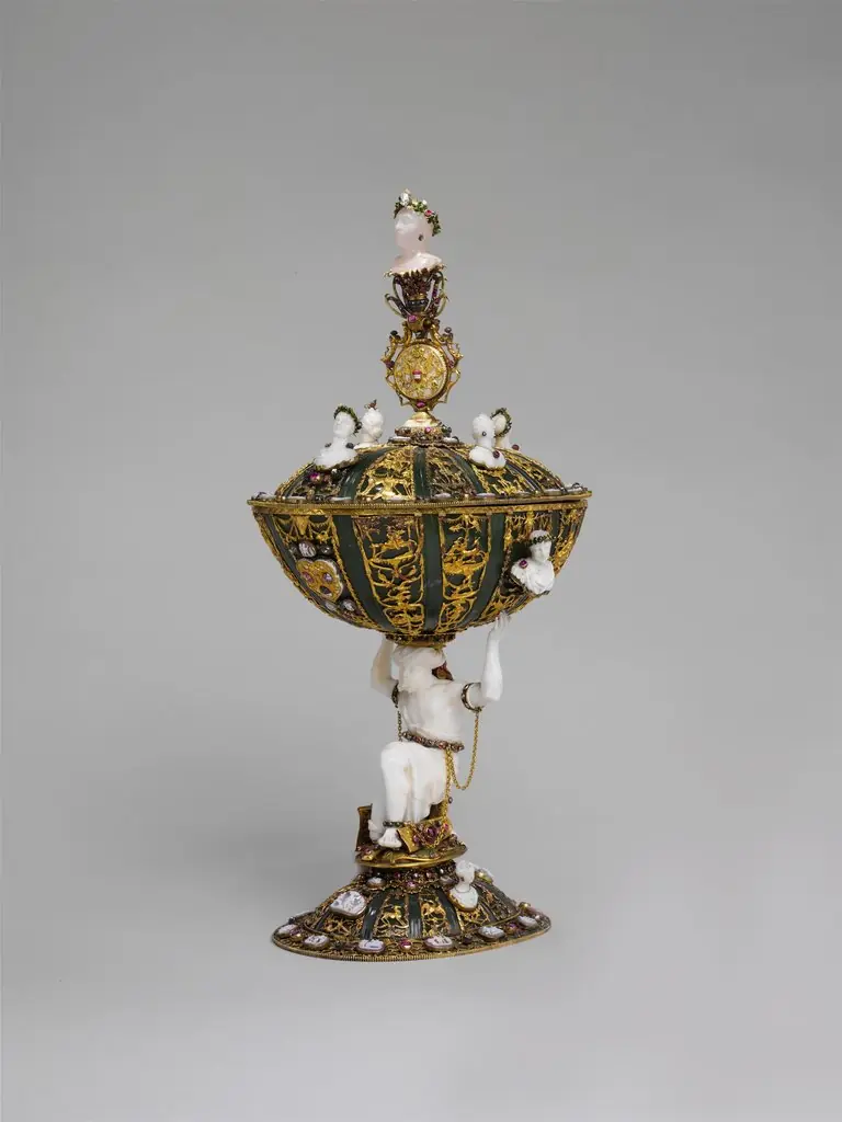 Cup and Cover Supported by an Enchained Turk