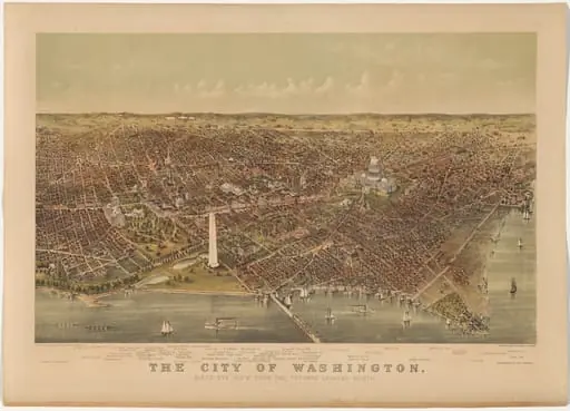 The City of Washington: Bird's-Eye View from the Potomac—Looking North, by Currier and Ives