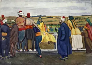 Curse de cai în Dobrogea (Scenă de gen în peisaj), by Iosif Iser
