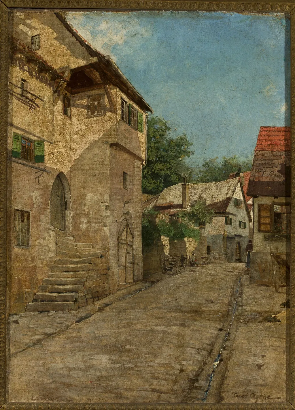 In a town, by Curt Agthe, oil, 1897