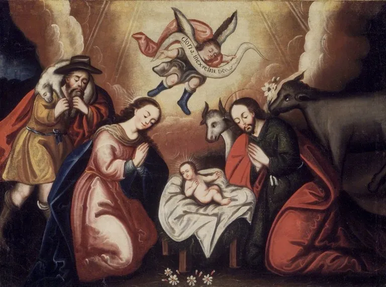 The Nativity, by Cusco school, oil, 1750
