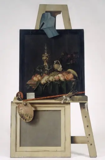 Cut-Out Trompe l'Oeil Easel with Fruit Piece