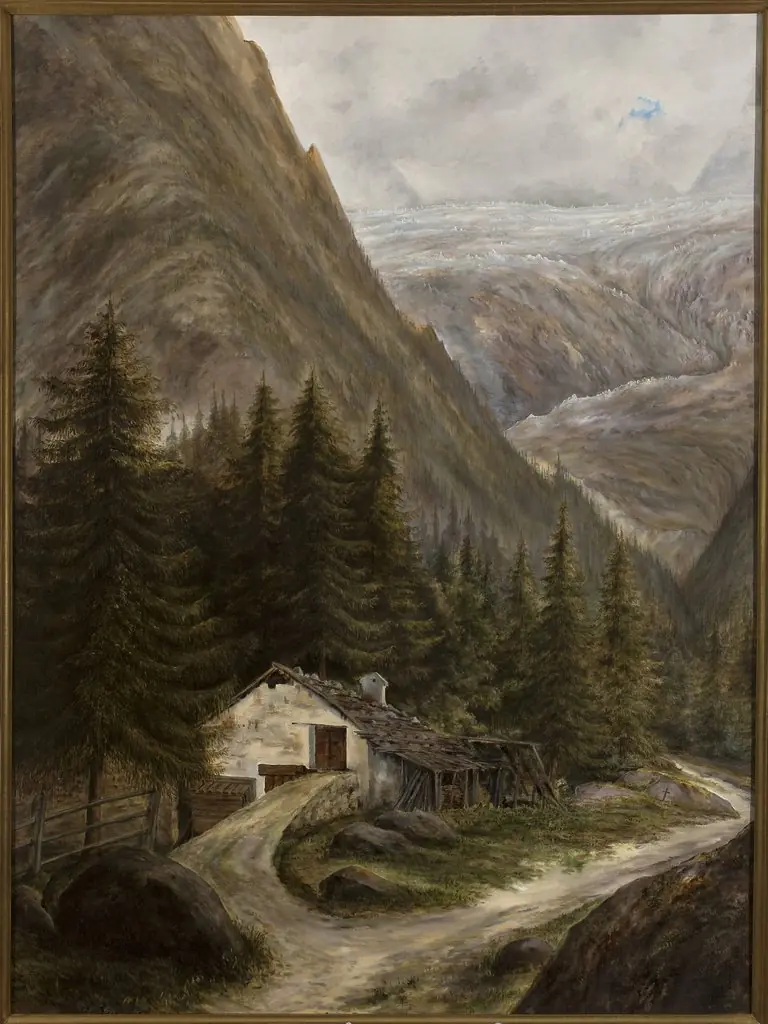 Mountain landscape with a cottage – Aosta Valley, by Cyprian Lachnicki