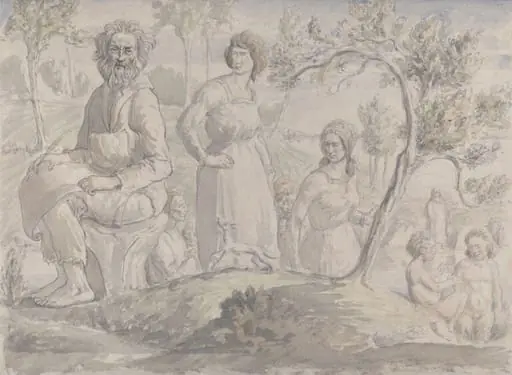 Figures in a wooded landscape, by Cyril Goldie