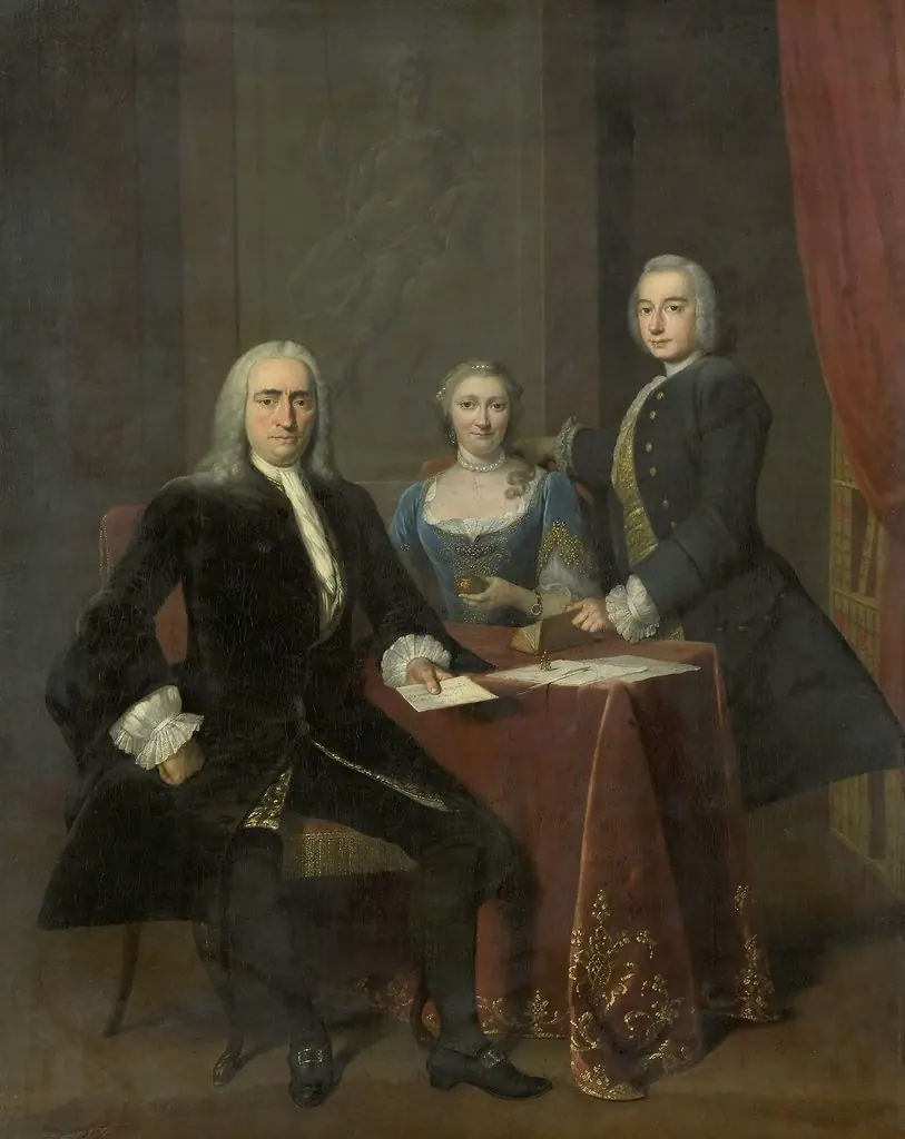 Family Group in an Interior, by Frans van der Mijn, oil, 1744