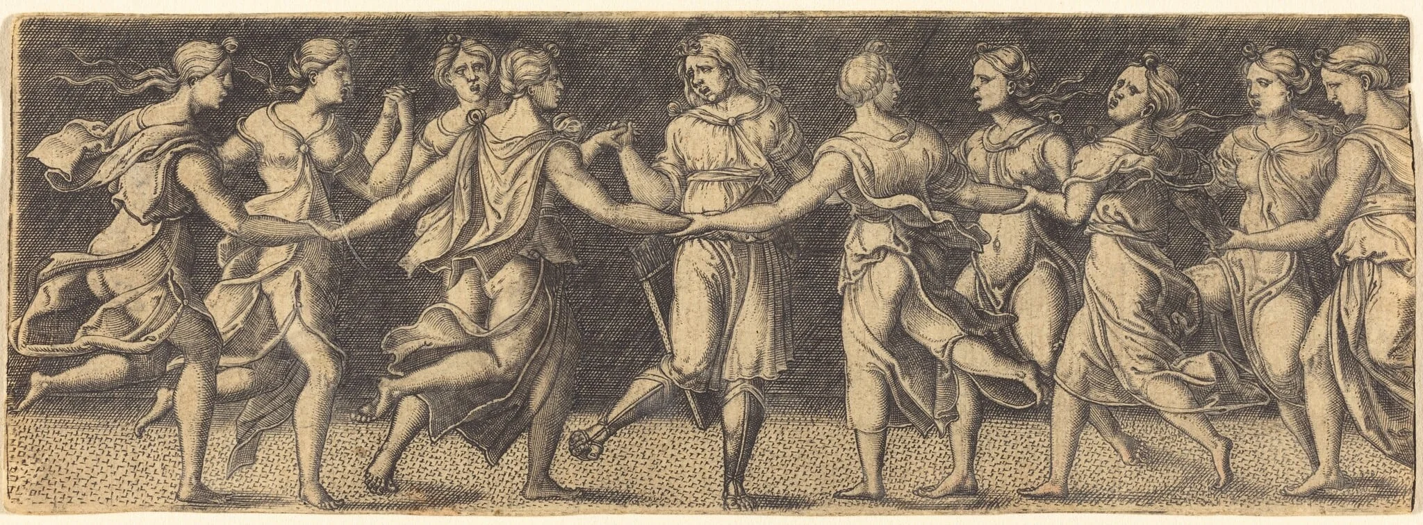Apollo Dancing with the Nine Muses, detail