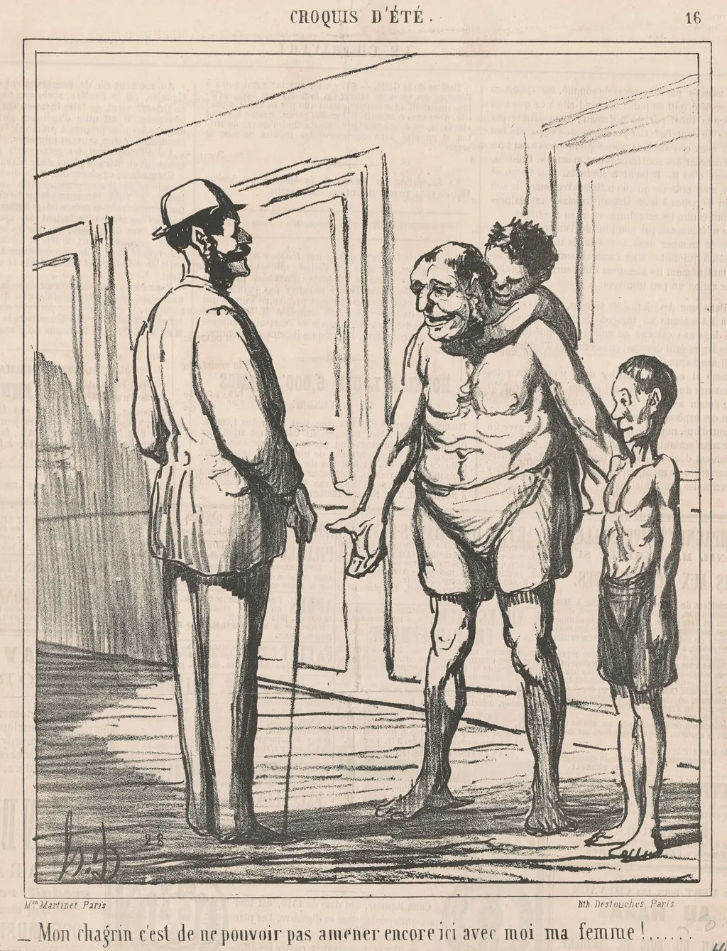 Mon chagrin c'est de ne pouvoir ..., by Honoré Daumier, ink, 1865