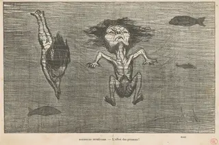 Baigneurs intrepédes, by Honoré Daumier, ink, 1864