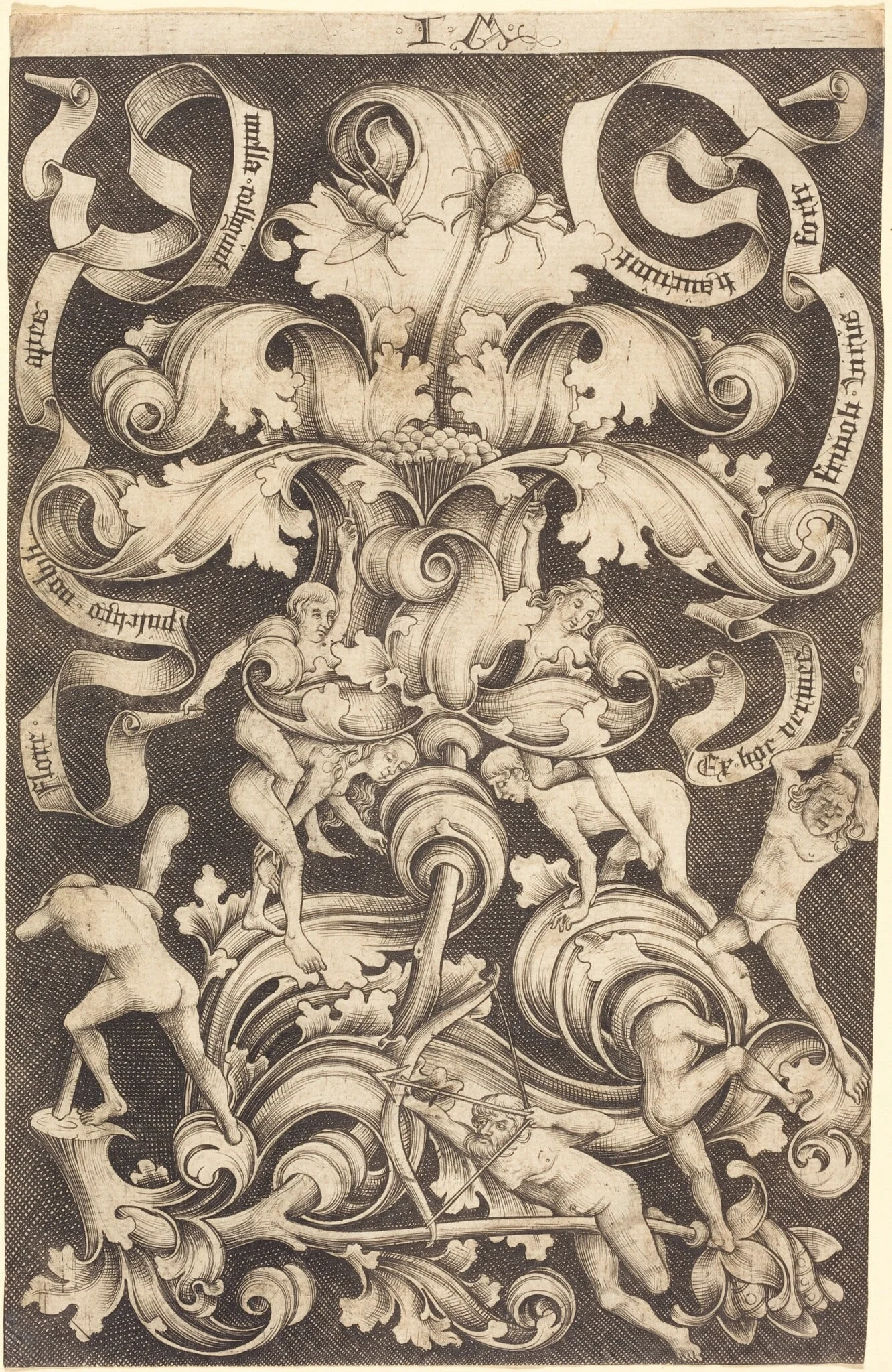 Ornament with Flower and Eight Wild Folk, detail