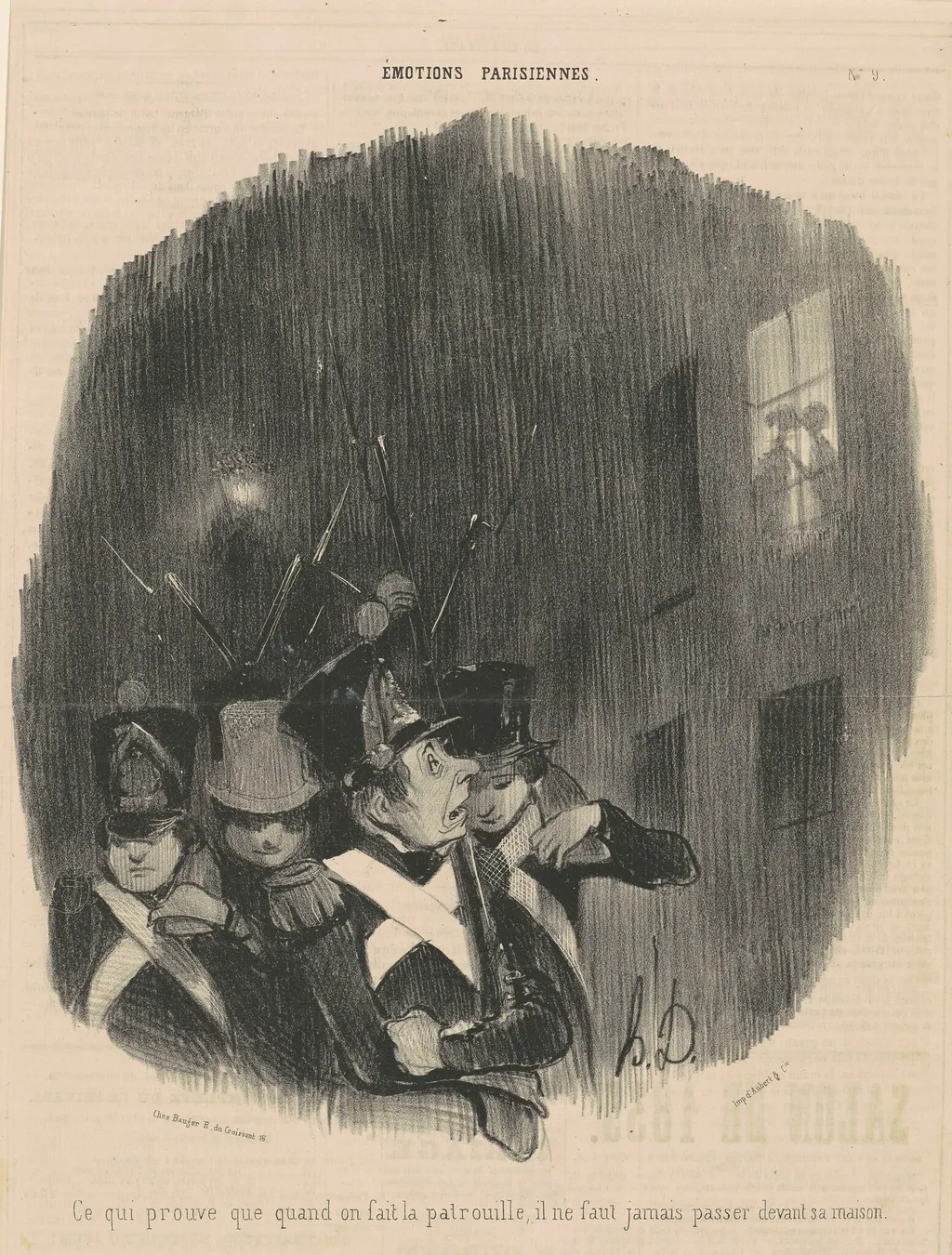 ce qui prouve que quand on fait...patrouille..., by Honoré Daumier, ink, 1839