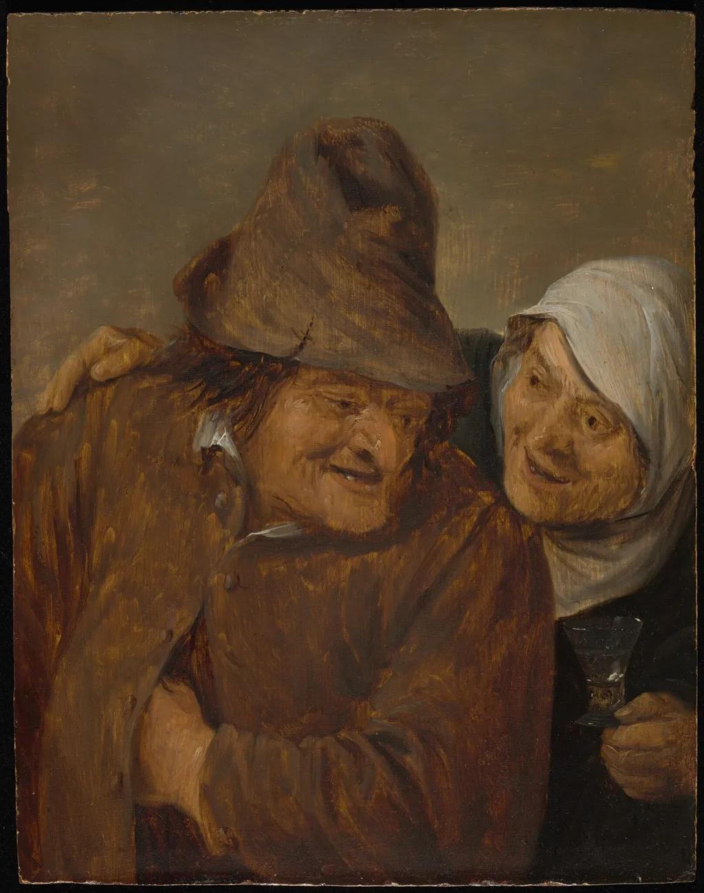 Two Peasants with a Glass of Wine, by David Teniers the Younger, oil