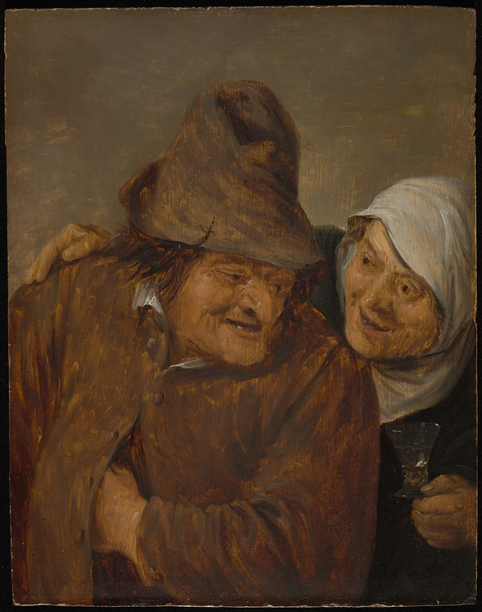 Two Peasants with a Glass of Wine, detail