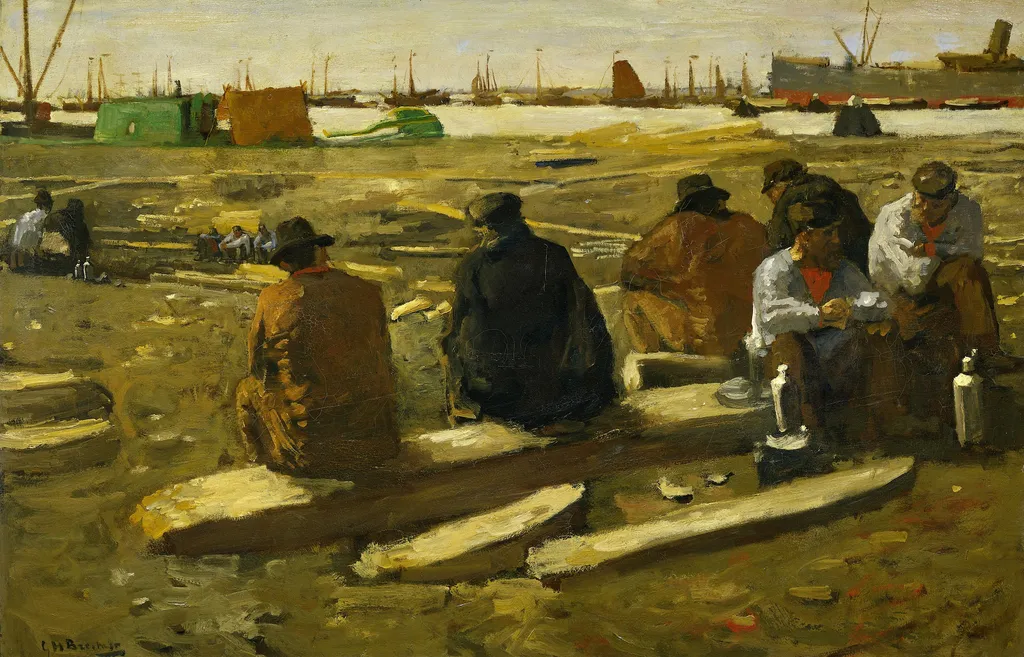 Lunchtime at the Building Site on the Van Diemenstraat in Amsterdam, by George Hendrik Breitner, oil, 1899