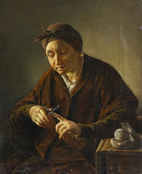 The woman cutting nails, detail
