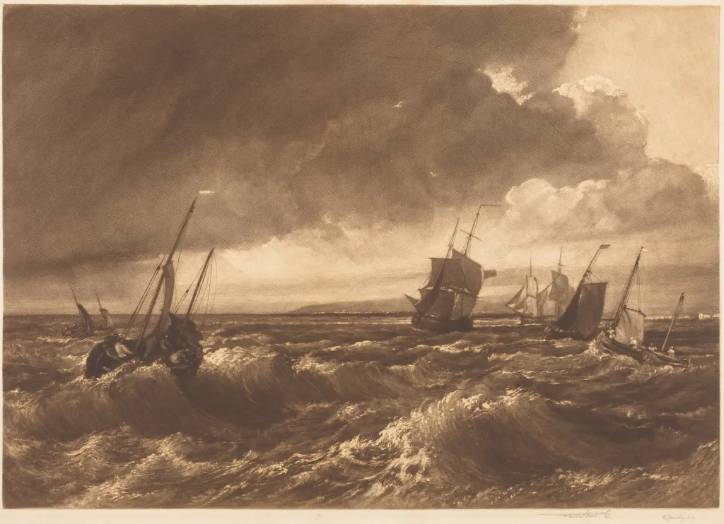 The Mouth of the Thames—Isle of Sheppey in Distance, by Frank Short, ink, 1891