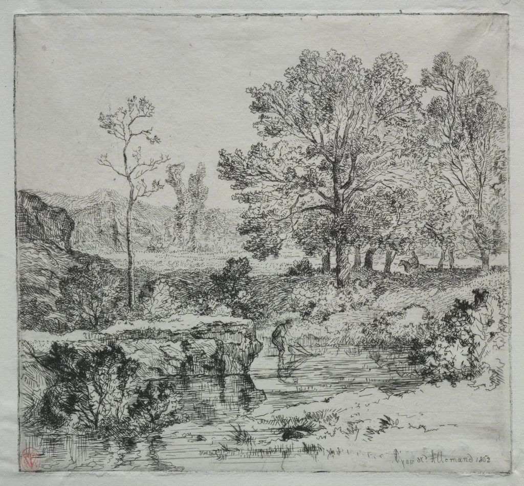 The Edge of the Forest.  The Shrimp Fisherman, by Louis Hector François Allemand, 1852