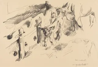 Kälber (Calves), by Lovis Corinth, ink, 1912
