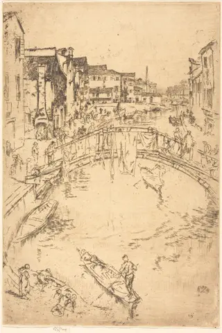 The Bridge, Santa Marta, by James McNeill Whistler, ink, 1880