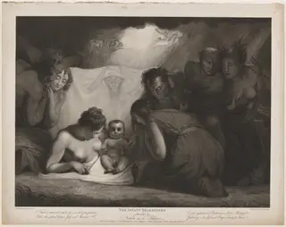 The Infant Shakespeare, Attended by Nature and the Passions, by Benjamin Smith, ink, 1799