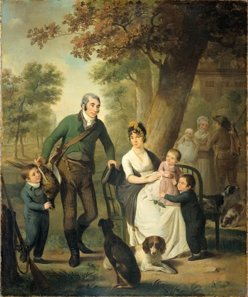 Family Portrait of Jonkheer Gysbert Carel Rutger Reinier van Brienen van Ramerus, his Wife and four of their Children at his Estate of Crailo, detail