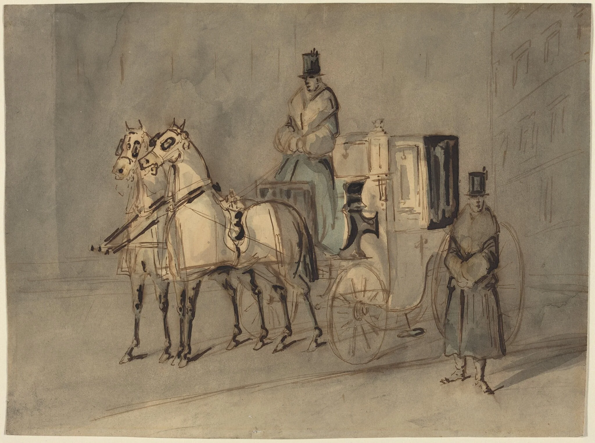 Carriage with Driver and Groom: Autumn, detail