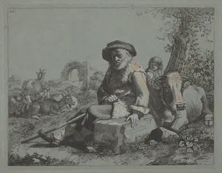 Seated Old Man, by Francesco Londonio, gouache, 1753