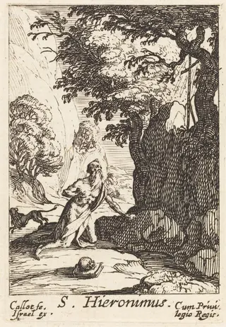 Saint Jerome, by Jacques Callot, ink, 1632