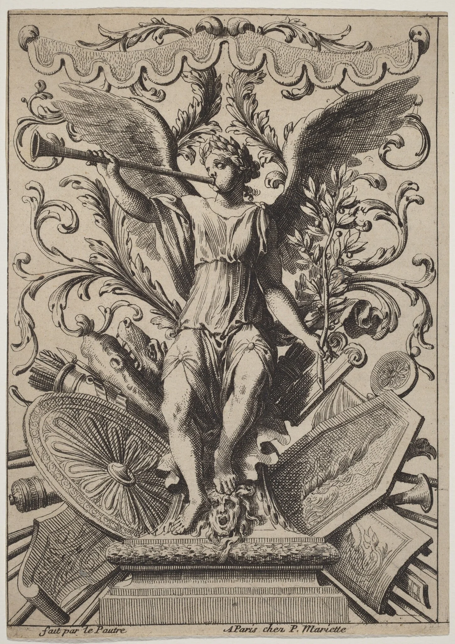 Fame on a Trophy of Arms, detail