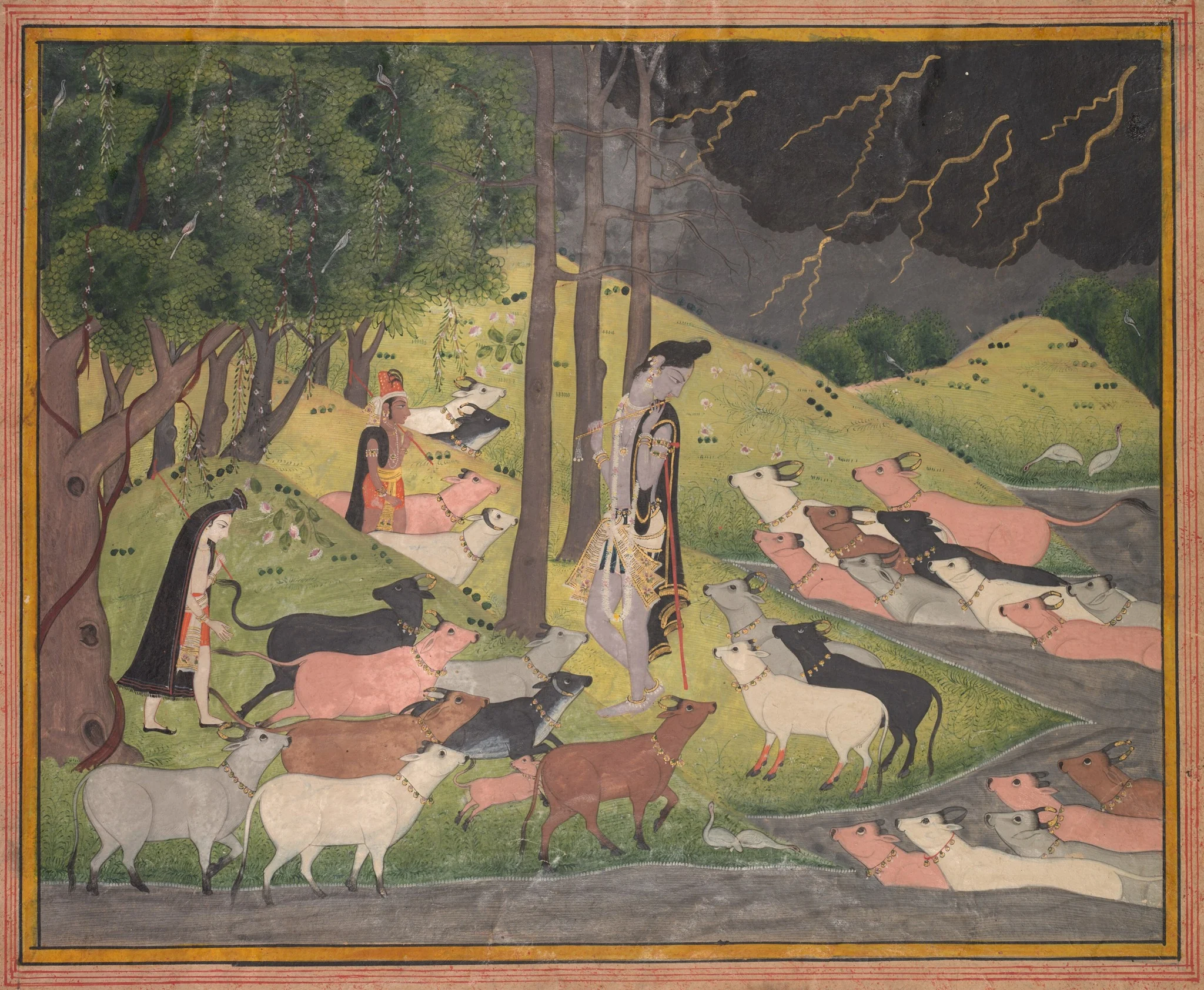 Krishna Summoning the Cows, detail