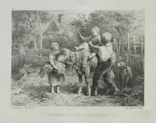 First Riding Lesson, by Charles-Émile Jacque, 1864