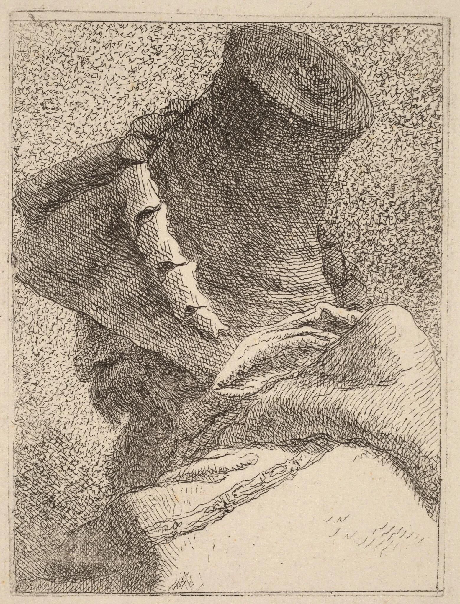Profile of an Old Man with a Hat, detail