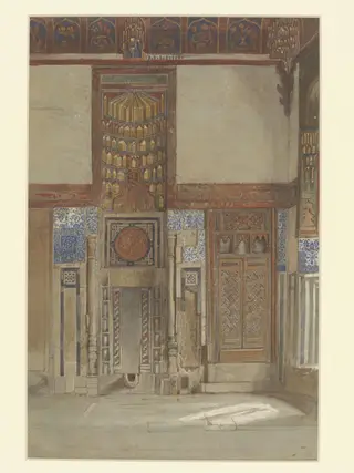 An Interior (the Eastern End) in the House of the Mufti Sheikh El Mahadi, by Frank Dillon, watercolor, 1874