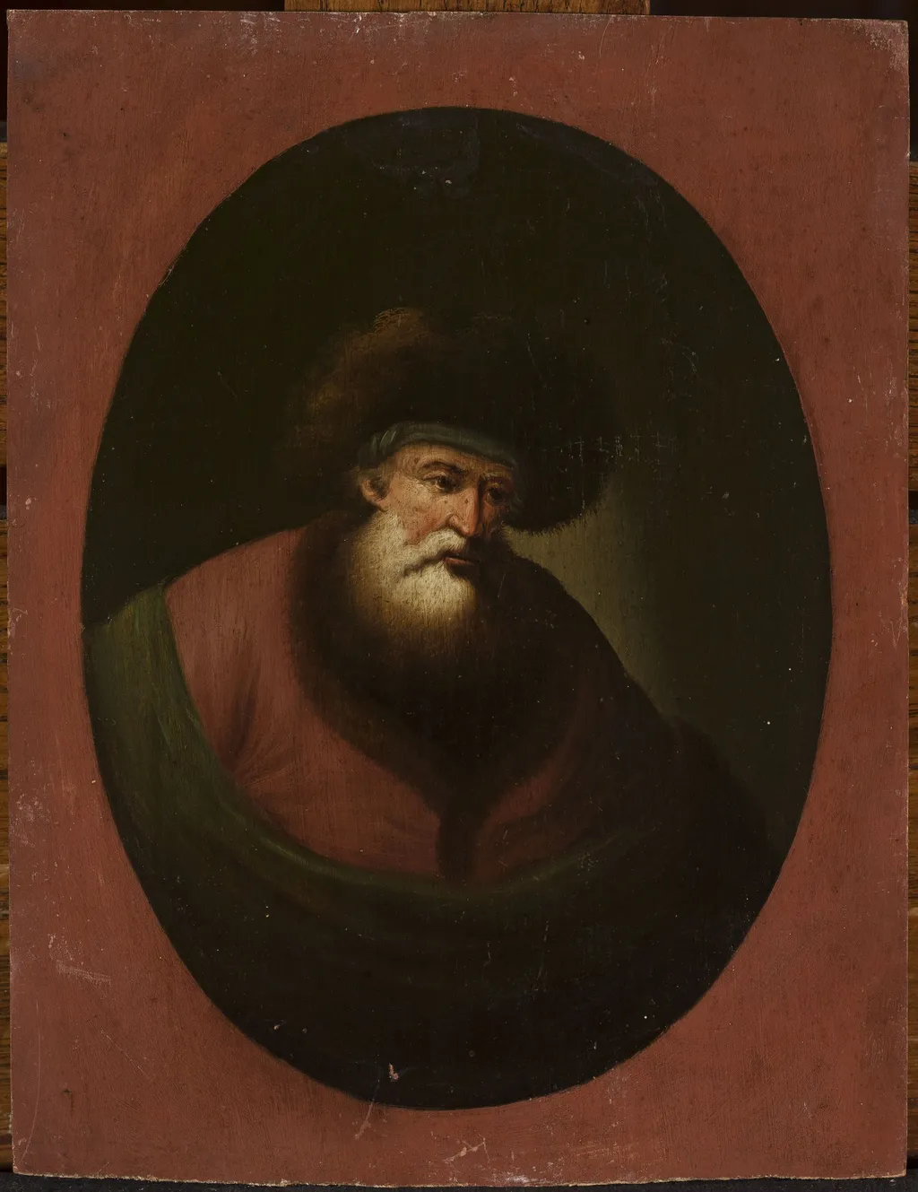 Old man with green fabric, by Christian Wilhelm Ernst Dietrich, oil, 1753