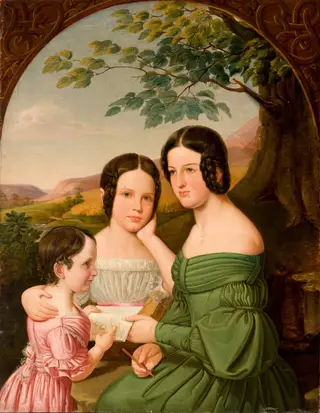 Portrait of Three Sisters from the Hausner Family, by Tomasz Tyrowicz, oil, 1839
