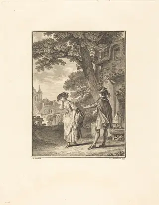 Le Devin du Village (Colette Weeping), by Pietro Antonio Martini, ink, 1779