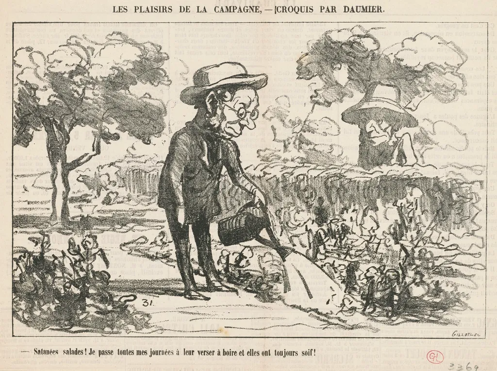 Satanées salades ..., by Honoré Daumier, ink, 1865