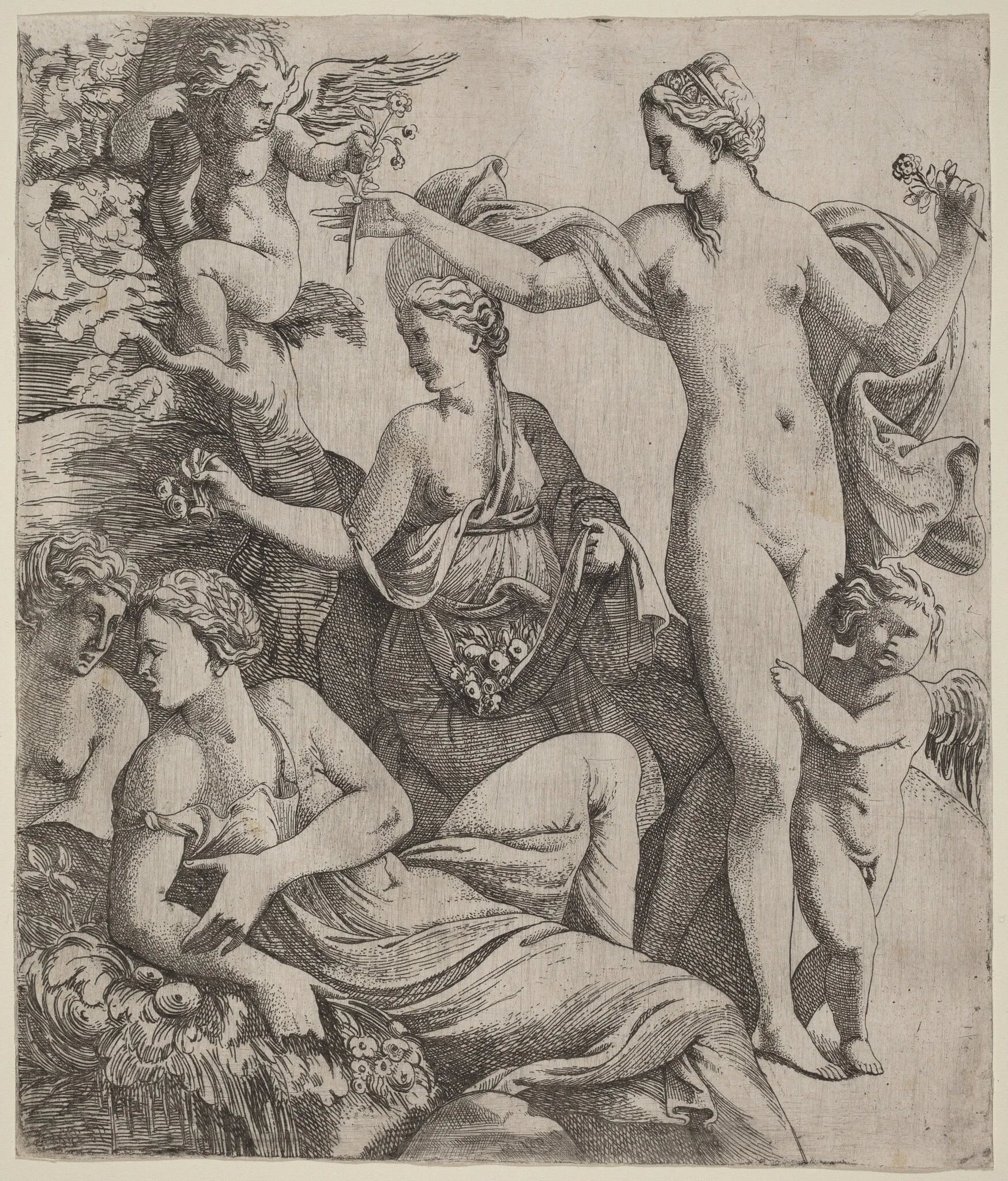 Venus with the Graces and Putti, detail
