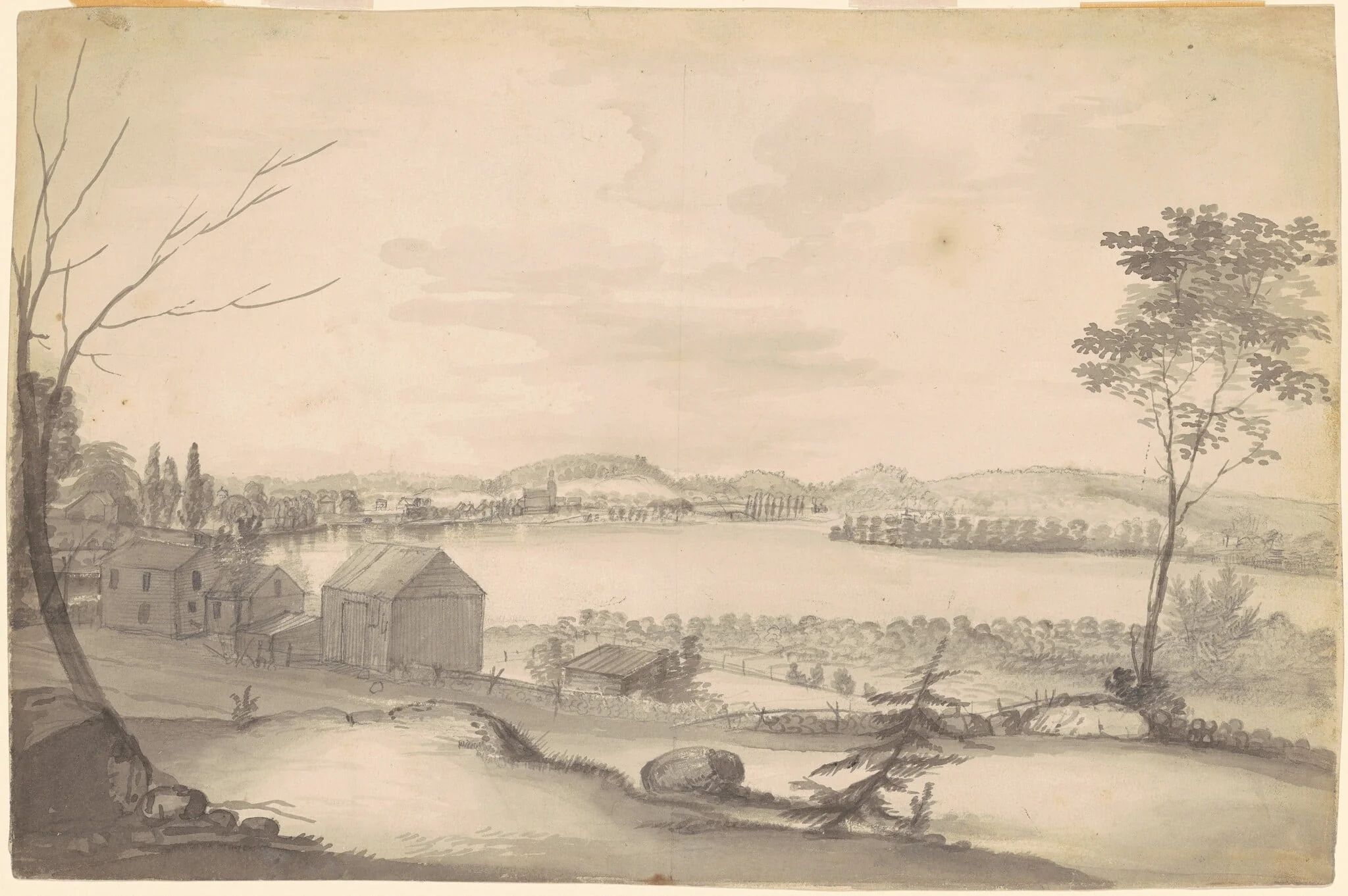 Study for "View of Springfield on the Connecticut River", detail