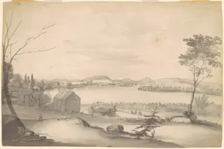Study for "View of Springfield on the Connecticut River", by Alvan Fisher, graphite, 1819